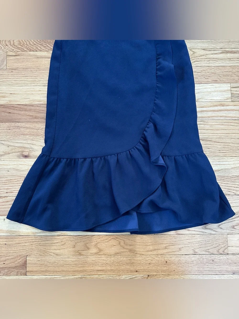 Boden Navy Faux Wrap Ruffle Hem Pencil Skirt Size 4